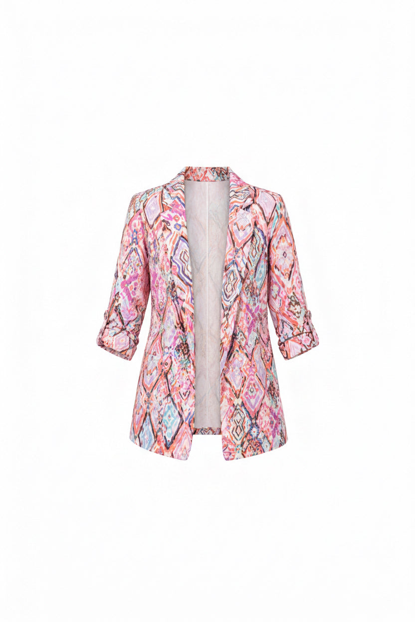 Multicolor Printed Linen Blazer 