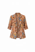 Women’s Multicolor Printed Linen Blazer – Warm Tones